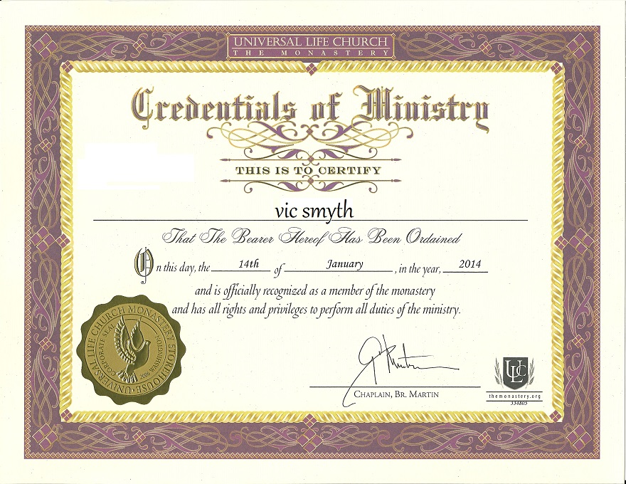 My Universal Life Church Ordination